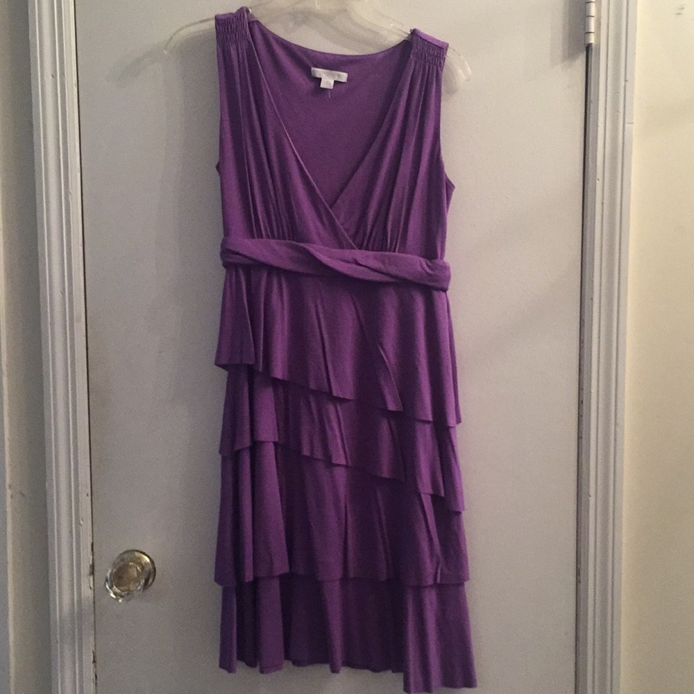 New York & Company purple ruffle tier dress